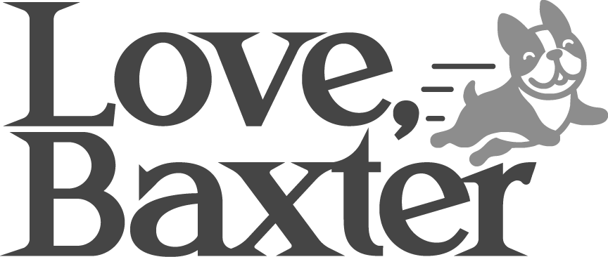 Love, Baxter logo, greyscale