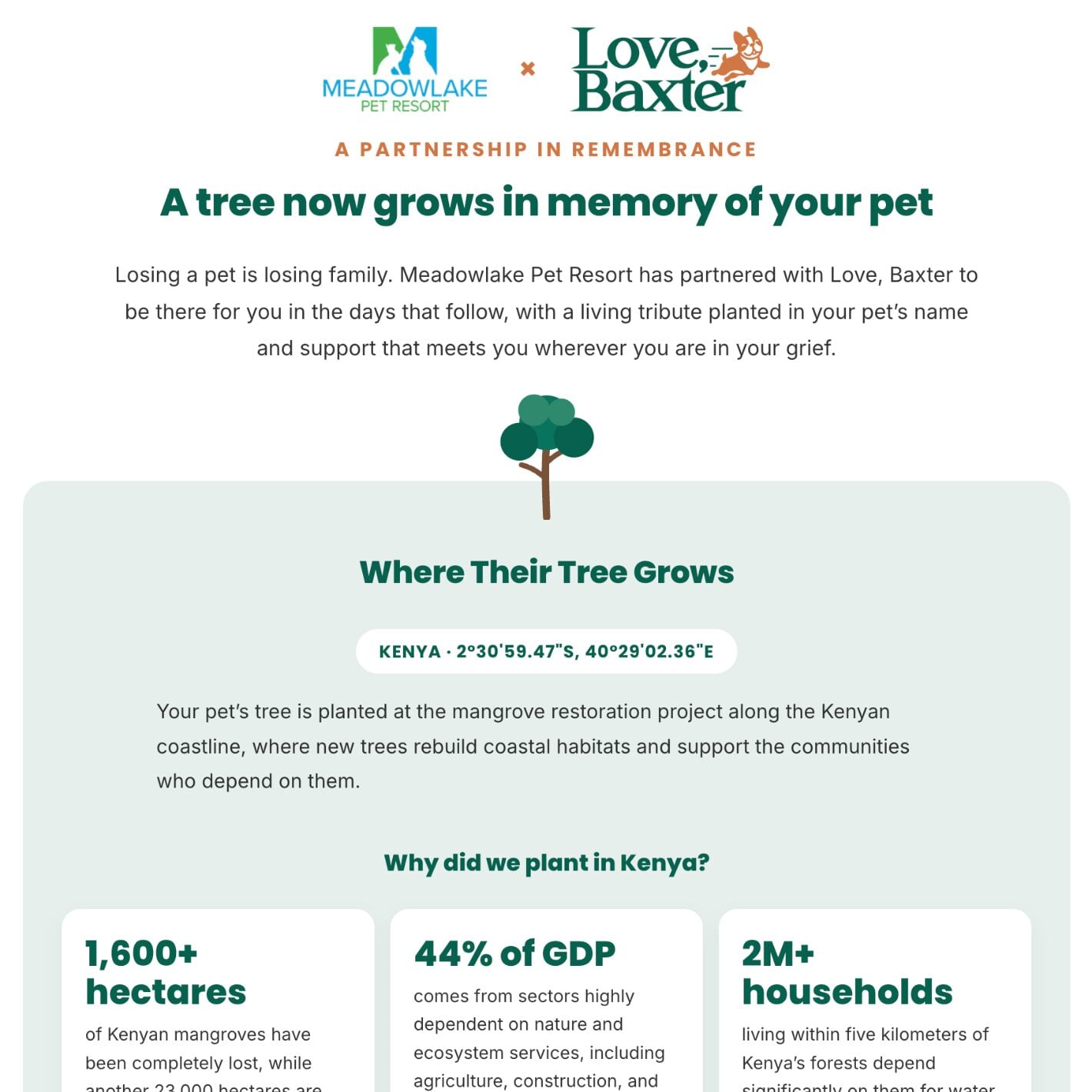 Love, Baxter for Pet Businesses 6 A co-branded Love, Baxter partner landing page